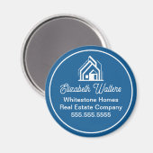 Blue Real Estate Company Elegant Custom Realtor Magnet (Vorderseite/Rückseite)