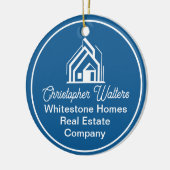 Blue Real Estate Company Personalized Realtor Keramik Ornament (Links)