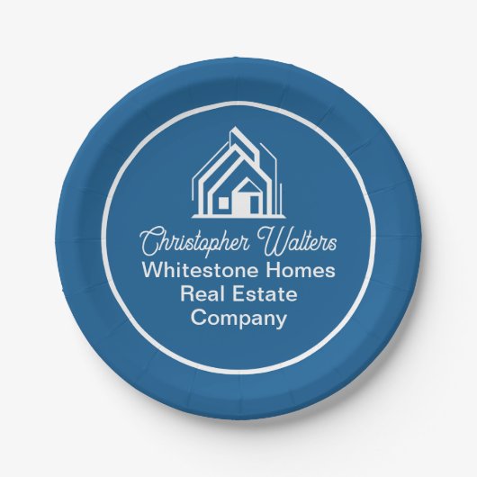 Blue Real Estate Company Personalized Realtor Pappteller (Vorderseite)