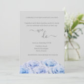 Blue Real Rose Blume Grau Elegant Wir Hochzeit Einladung (Stehend Vorderseite)