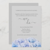 Blue Real Rose Blume Grau Elegant Wir Hochzeit Einladung (Vorne/Hinten)