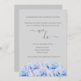 Blue Real Rose Blume Grau Elegant Wir Hochzeit Einladung