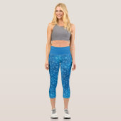 Blue Real Snowflake Winter Holiday Capris Leggings (Vorderseite)