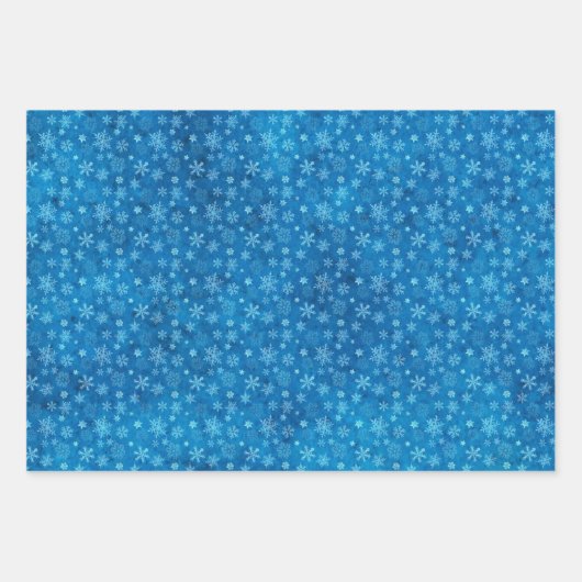 Blue Real Snowflakes Name Wrapping Paper Sheets Geschenkpapier Set (Vorderseite)
