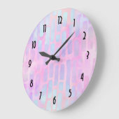 Blue Rectangle Shapes on Pink Background Große Wanduhr (Winkel)