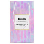 Blue Rectangle Shapes on Pink Background Vielen Da Kleine Geschenktüte (Rückseite)