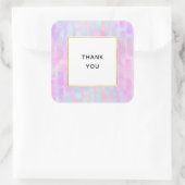 Blue Rectangle Shapes on Pink Vielen Dank Quadratischer Aufkleber (Tasche)