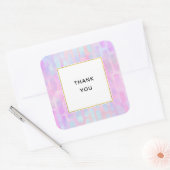 Blue Rectangle Shapes on Pink Vielen Dank Quadratischer Aufkleber (Umschlag)