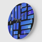 Blue Rectangular Tiles haben Black Background Große Wanduhr (Winkel)