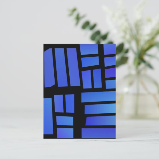 Blue Rectangular Tiles haben Black Background Postkarte (Stehend Vorderseite)
