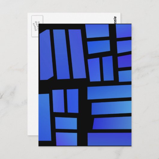 Blue Rectangular Tiles haben Black Background Postkarte (Vorne/Hinten)