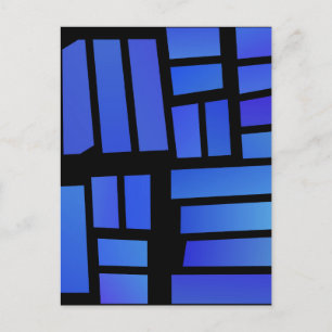 Blue Rectangular Tiles haben Black Background Postkarte