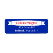 Blue & Red Address Label with Banner (Vorne)