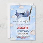 Blue Red Airplane Einladungen zum Geburtstag (Vorderseite)