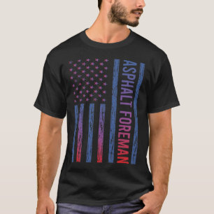 Blue Red American Flag Asphalt Foreman T-Shirt