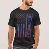 Blue Red American Flag Audio Technician T-Shirt (Vorderseite)