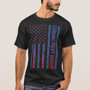Blue Red American Flag Economic Policy Advisor T-Shirt