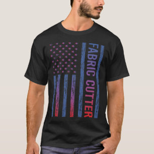 Blue Red American Flag Fabric Cutter T-Shirt