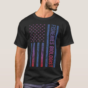 Blue Red American Flag Fisheries Biologe T-Shirt