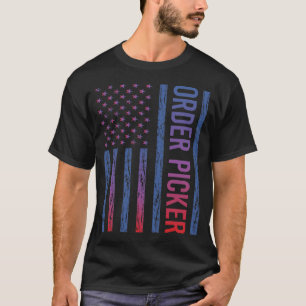 Blue Red American Flag Order Picker T-Shirt
