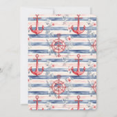 Blue Red Anchors Floral Stripes Beach Birthday Einladung (Rückseite)