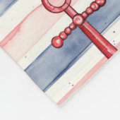 Blue Red Anchors Floral Stripes Beach  Fleecedecke (Ecke)
