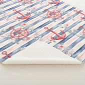 Blue Red Anchors Floral Stripes Beach Sherpadecke (3/4)