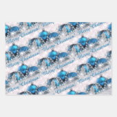 Blue Red and Green Frohe Weihnachtsschmuck Geschenkpapier Set (Vorderseite)