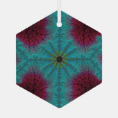 Blue Red and Green Starburst Fractal Suncatcher Ornament Aus Glas (Rückseite)