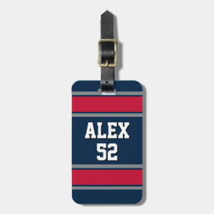 Blue Red and Silver Football Themed Luggage Tag Gepäckanhänger
