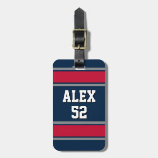 Blue Red and Silver Football Themed Luggage Tag Gepäckanhänger