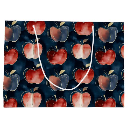 Blue Red Apples  Große Geschenktüte (Rückseite)