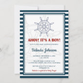 Blue & Red Baby Dusche Einladung (Vorderseite)