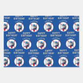 Blue Red Baseball Ball Kindergeburtstag Foto Geschenkpapier Set (Vorderseite)