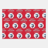 Blue Red Baseball Ball Kindergeburtstag Foto Geschenkpapier Set (Vorderseite 2)