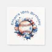 Blue Red Baseball Name BIrthday Party Serviette (Vorderseite)