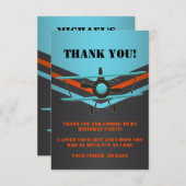 Blue, Red, Black Airplane Aviation Geburtstag Dankeskarte (Vorne/Hinten)