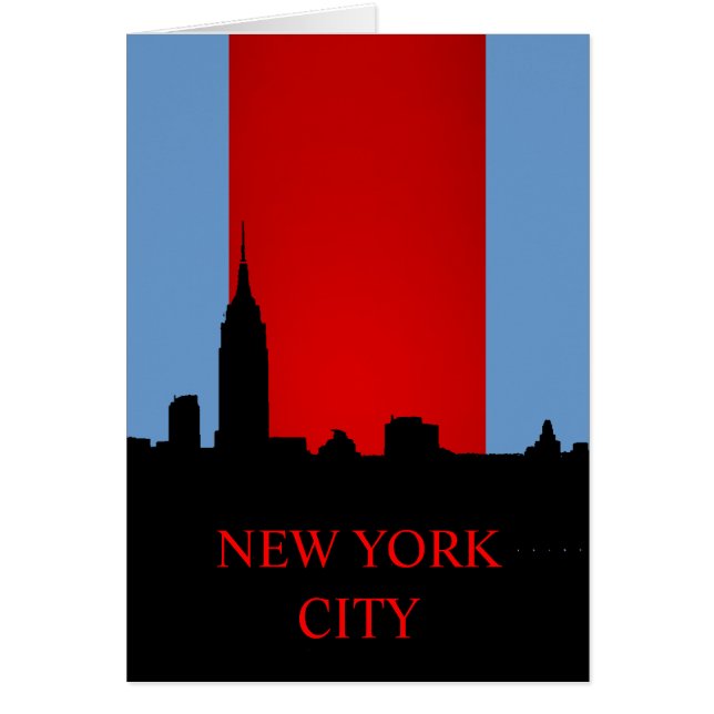 Blue Red Black New York Silhouette Card (Vorne)