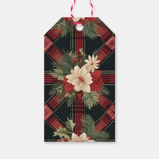 Blue, Red & Black Scottish Celtic Tartan Pattern T Geschenkanhänger (Vorderseite)