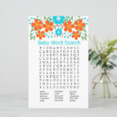 Blue Red Blume Baby Dusche Word Search Game (Stehend Vorderseite)