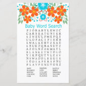 Blue Red Blume Baby Dusche Word Search Game (Vorderseite)