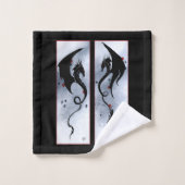 Blue Red Blume Black Dragon Badhandtuch Set (Waschlappen)