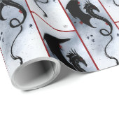 Blue Red Blume Black Dragon Geschenkpapier (Rolleneckpunkt)
