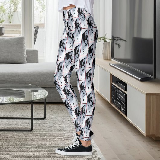 Blue Red Blume Black Dragon Leggings