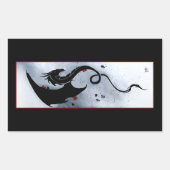 Blue Red Blume Black Dragon Rechteckiger Aufkleber (Vorderseite)