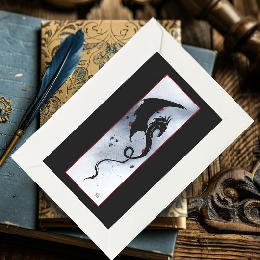 Blue Red Blume Black Dragon Rechteckiger Aufkleber