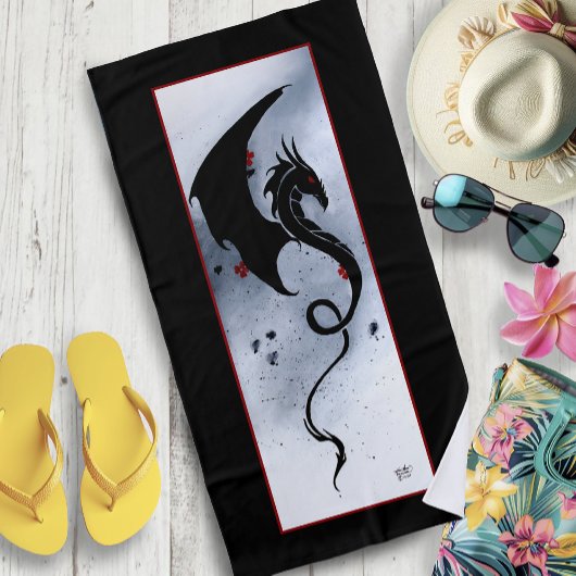 Blue Red Blume Black Dragon Strandtuch