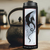 Blue Red Blume Black Dragon Thermosbecher