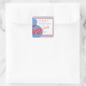 Blue & Red Bly Bump Baby Dusche Pflegeaufkleber Quadratischer Aufkleber (Tasche)