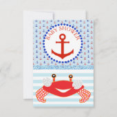 Blue & Red Boy Crab Beachy Baby Dusche Einladung (Vorderseite)